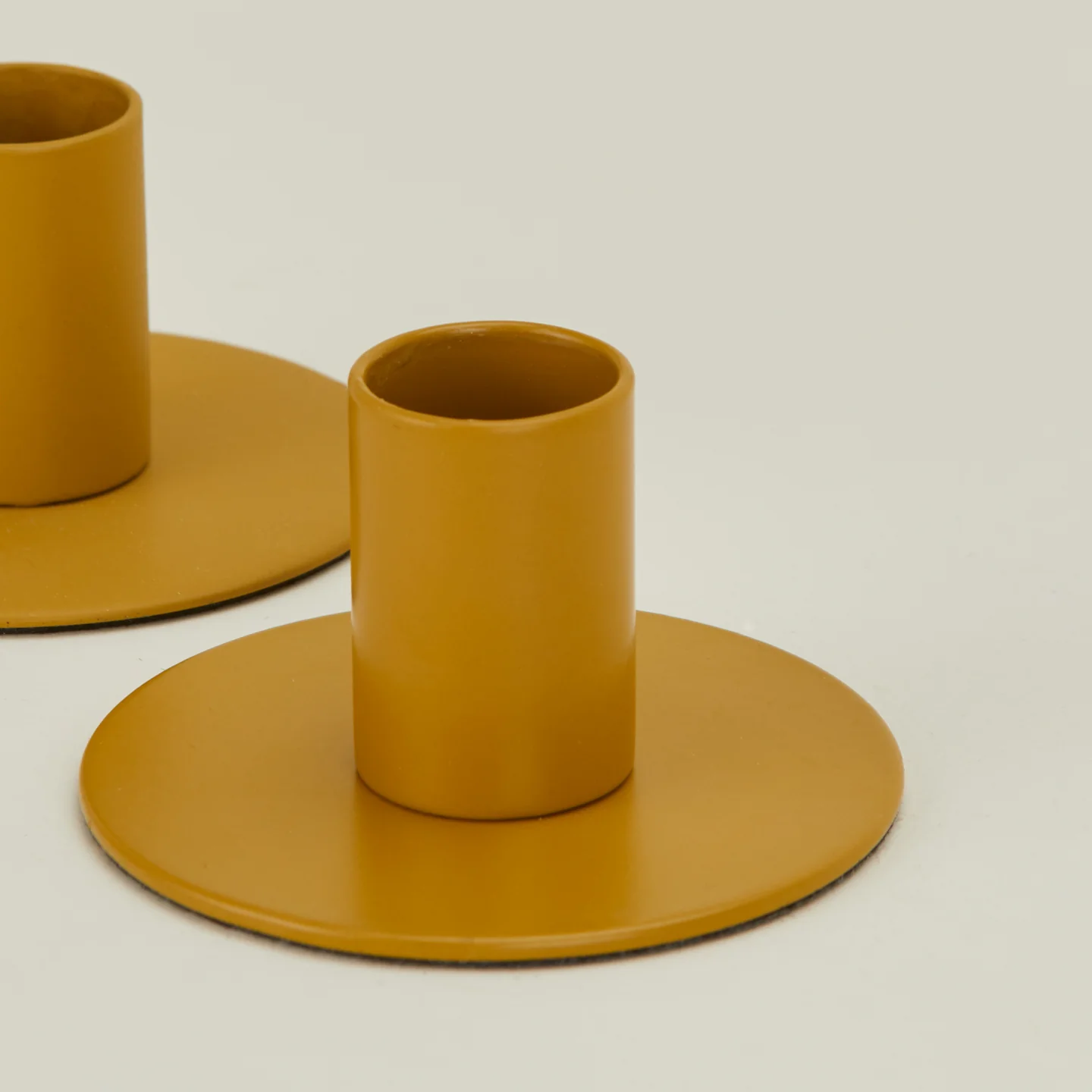 Essential Metal Candle Holders, Set of 2 - Mustard - Image 3