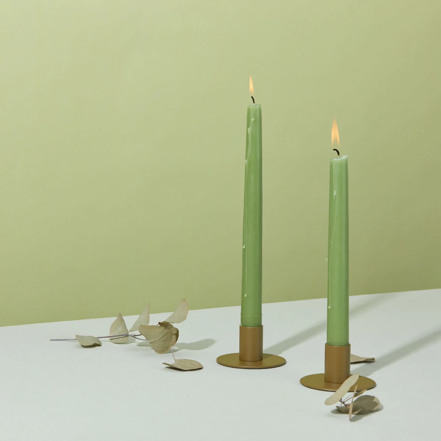 Essential Metal Candle Holders, Set of 2 - Olive - Image 4