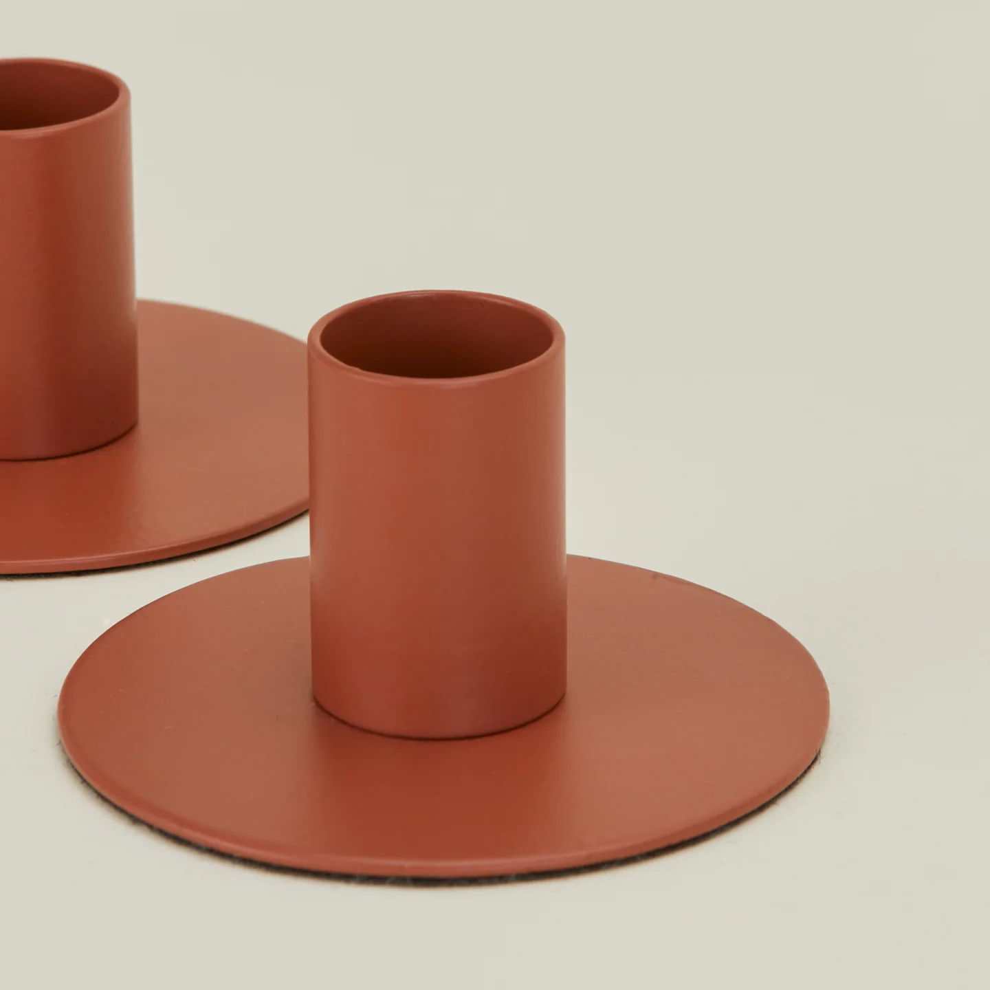 Essential Metal Candle Holders, Set of 2 - Terracotta - Image 3